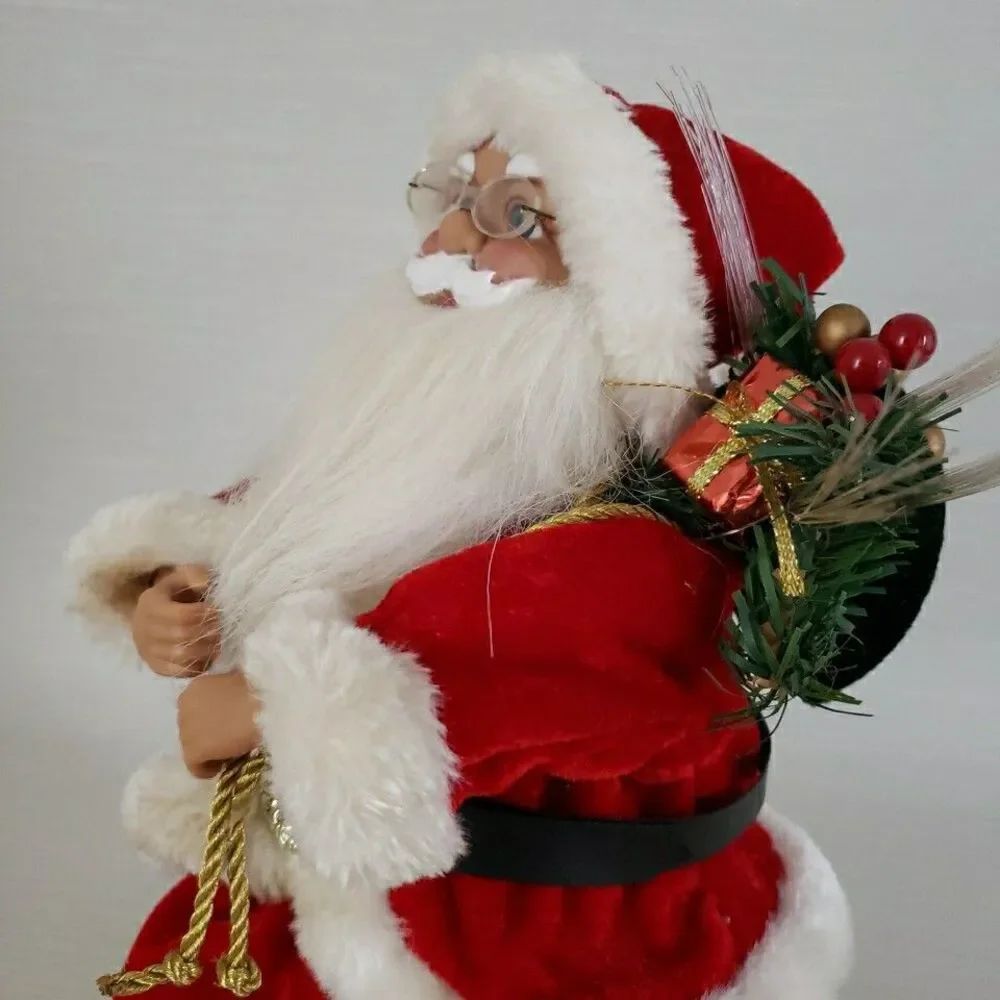 Fiber Optic Santa Claus Shelf Mantle Sitter Red Suit St Nick Battery Operated